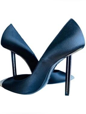 🛍️ Saint Laurent Tower 110 Black Satin Pump with COA & Original Packaging